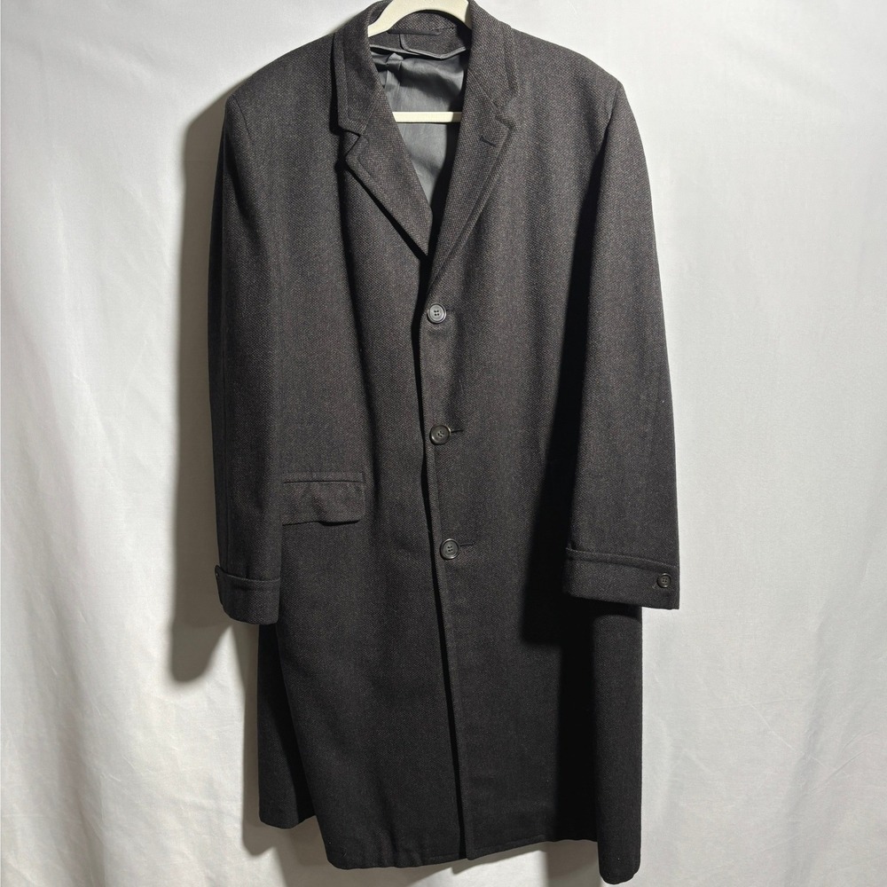 Mens‎ XXL Vintage Charcoal Gray Wool Overcoat Coat Langworthys Regent Gleneagles